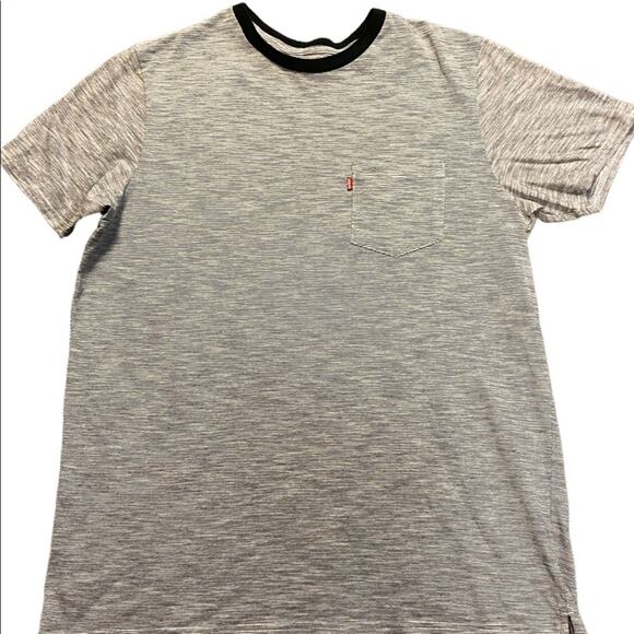 Levi’s Mens Large black and white pin stripe shirt sleeve t-shirt - Picture 1 of 5